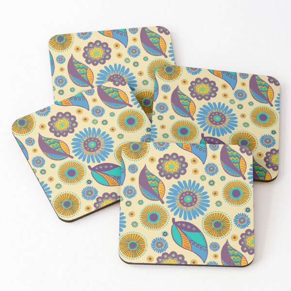 Item preview, Flowery doodle in yellow, blue and purple designed and sold by FUNKARIUM.