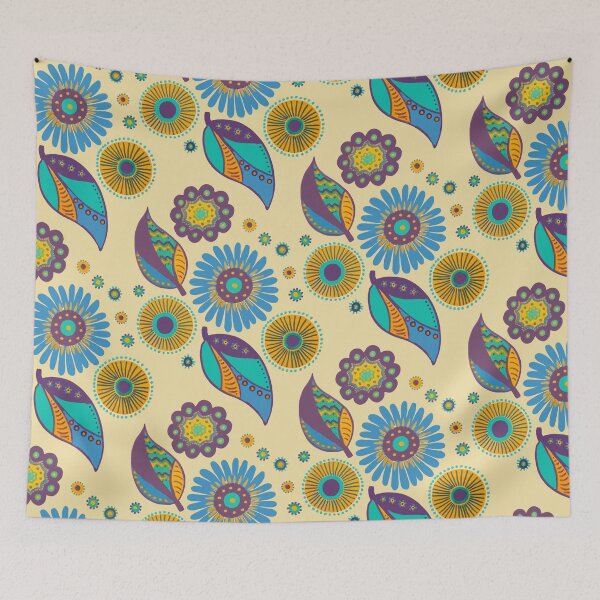 Item preview, Flowery doodle in yellow, blue and purple designed and sold by FUNKARIUM.