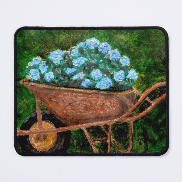 Item preview, Hydrangeas in Wheelbarrow designed and sold by Angela Micheli Otwell.