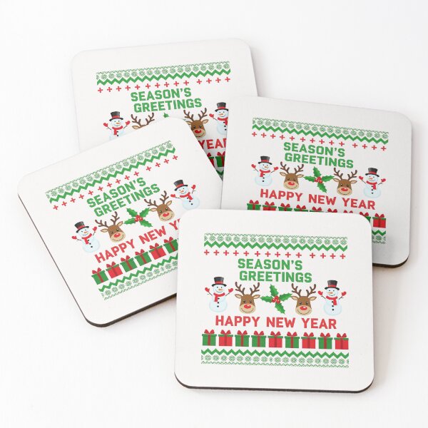 Item preview, Season’s Greetings Happy New Year Shirt – Cute Snowman & Reindeer Ugly Christmas Sweater Holiday Gift designed and sold by wellie-chic.