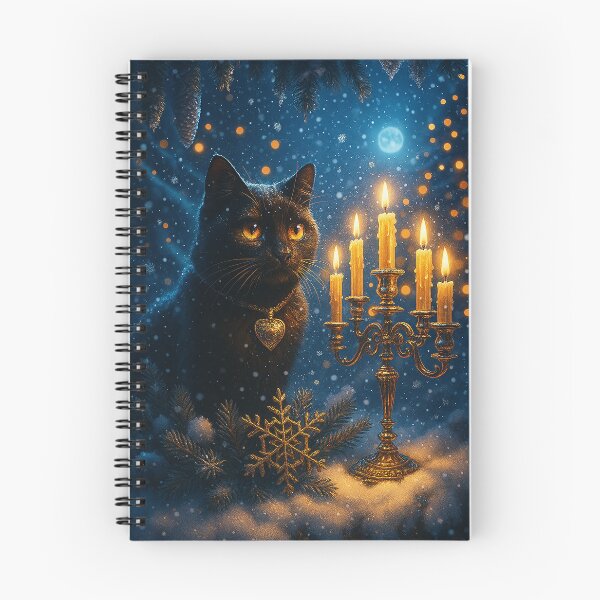 Aperçu de l'œuvre Winter Solstice – Black Cat with Candles in Winter Night Scene créée et vendue par WhimsyHeartCrafts - TonnyFroyen.com.