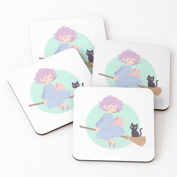 Item preview, Cute Witch and Black Cat Minimalist Art – Pastel Aesthetic Flying Witch Illustration designed and sold by AbstractAuraArt.