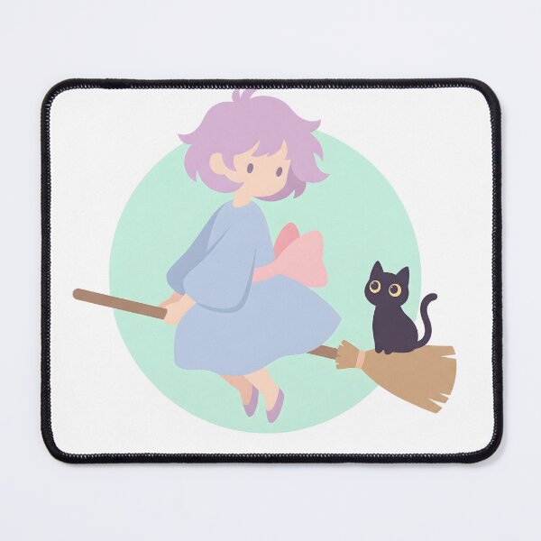 Item preview, Cute Witch and Black Cat Minimalist Art – Pastel Aesthetic Flying Witch Illustration designed and sold by AbstractAuraArt.
