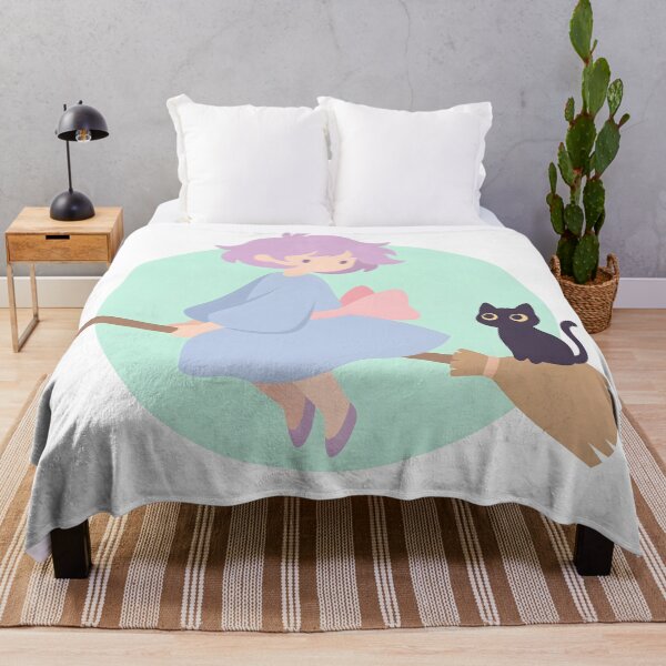 Item preview, Cute Witch and Black Cat Minimalist Art – Pastel Aesthetic Flying Witch Illustration designed and sold by AbstractAuraArt.