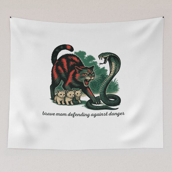 Item preview, Brave Cat Mom vs Cobra - Wildlife Defender designed and sold by familysteven.