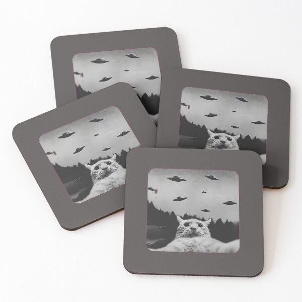 Item preview, Cat Selfie During UFO Invasion Funny Alien Abduction designed and sold by AbcDigs Studio.