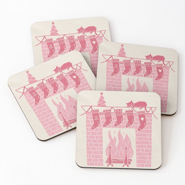 Item preview, Pink Fireplace With Stockings and Cat designed and sold by Adronia.