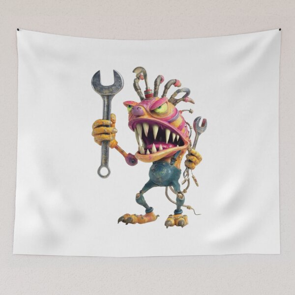 Item preview, Cartoon Monster Mechanic with Wrench designed and sold by AlexLineArt.
