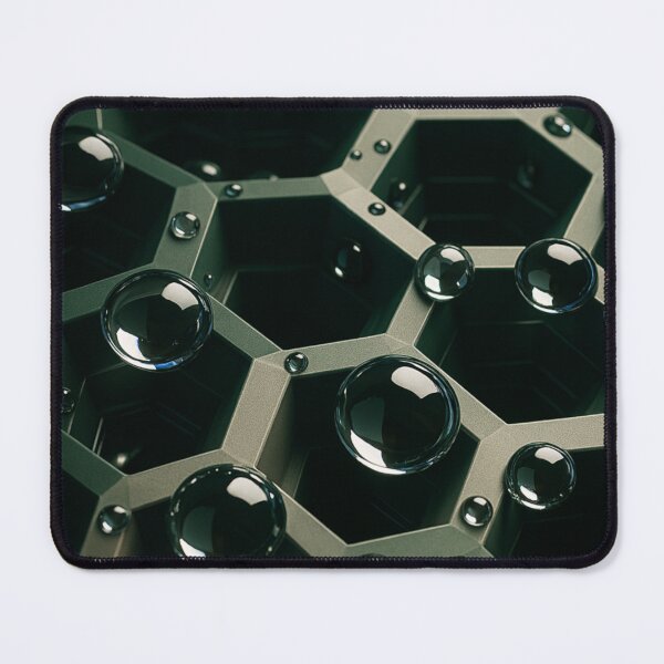 Item preview, 3D Metallic Hexagon Grid With Glossy Droplets designed and sold by Eric’s Creative Corner.