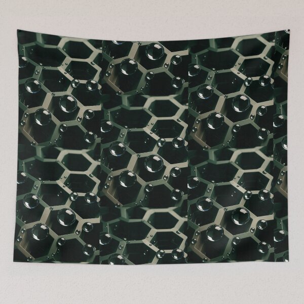Item preview, 3D Metallic Hexagon Grid With Glossy Droplets designed and sold by Eric’s Creative Corner.