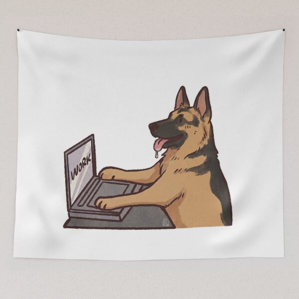 Item preview, German Shepard working | Cute Dog | Funny German Shepard memes designed and sold by Golden Turtle Studio.