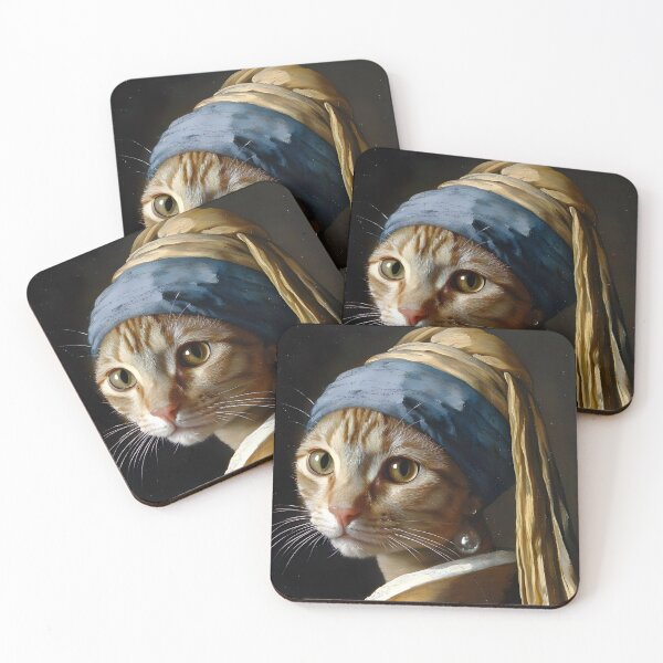 Item preview, Vermeer Cat with Pearl Earring Art Print, Modern Cat Lover Gift designed and sold by SavageVision.