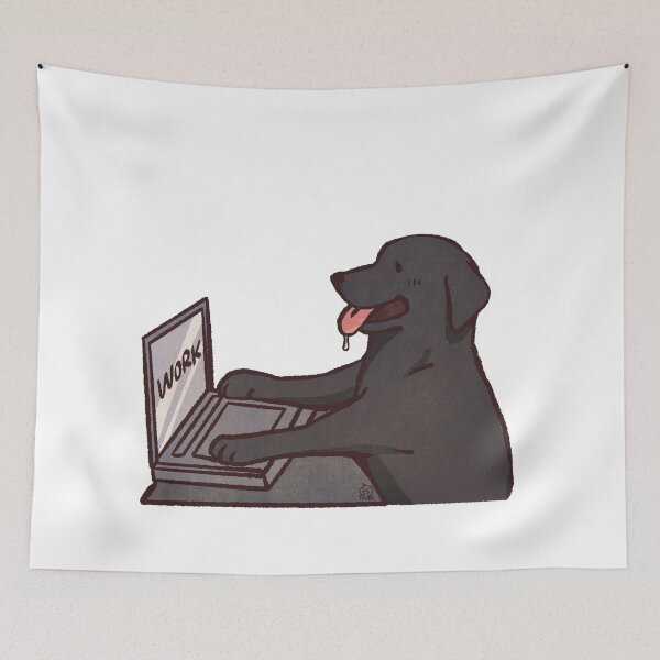 Item preview, black Lab working | Cute Dog | Funny labrador retrievers memes designed and sold by Golden Turtle Studio.