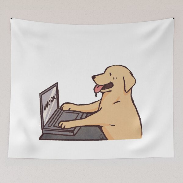 Item preview, Yellow Lab working | Cute Dog | Funny Labrador retrievers memes designed and sold by Golden Turtle Studio.
