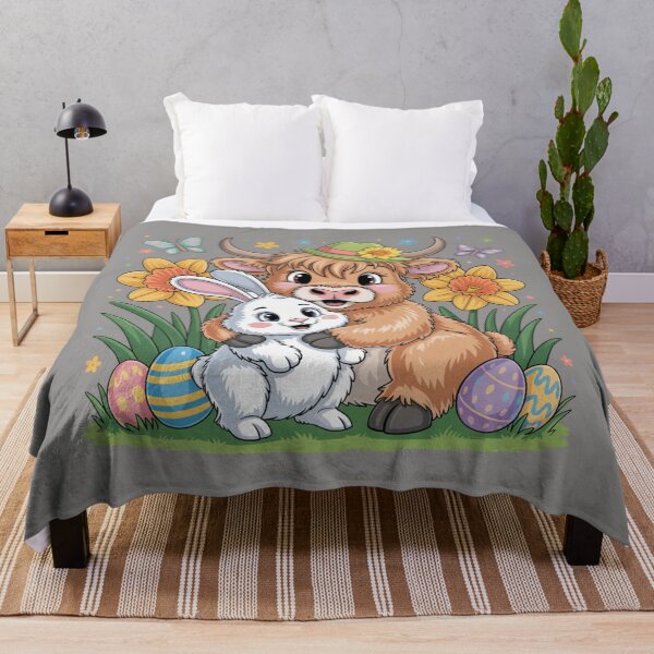 Artikelvorschau, Osterliche Frühlingsblumen-Häschen-Kuscheleinheiten: Verspielte Hochlandkuh, Osterhase und Ostereier – Niedliches Frühlingstierdesign entworfen und verkauft von Camel & Quirk.