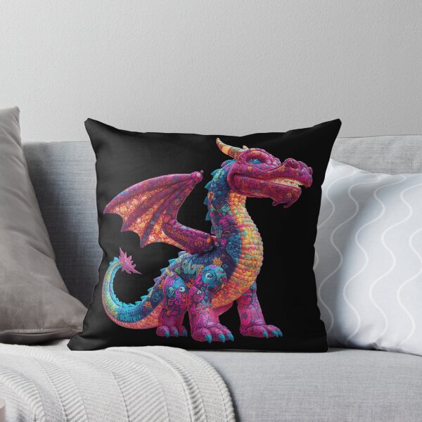 Aperçu de l'œuvre Psychedelic Street Art Dragon – Colorful Pop Art Fantasy Creature créée et vendue par PLUSHIWORLDtm.