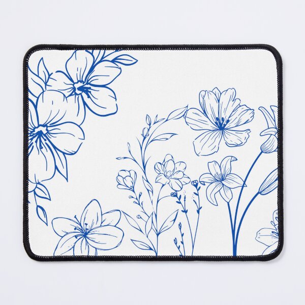 Item preview, Azure Floral Line Art Print designed and sold by NovaThreadsStore.