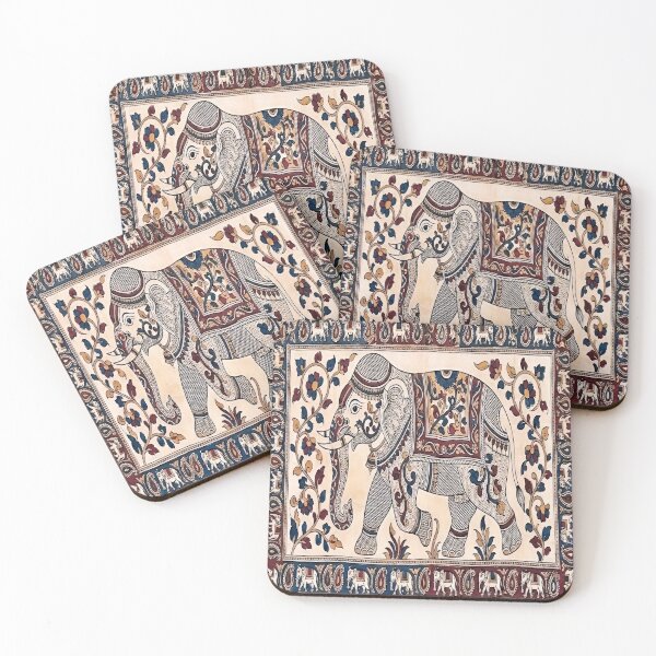Item preview, Kalamkari Floral Elephant – Traditional Indian Folk Art Design designed and sold by wpsstudio.