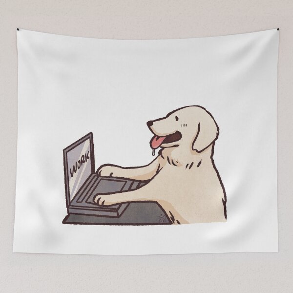 Item preview, English Cream Golden retriever working | Cute Dog Meme | Funny golden retriever memes designed and sold by Golden Turtle Studio.
