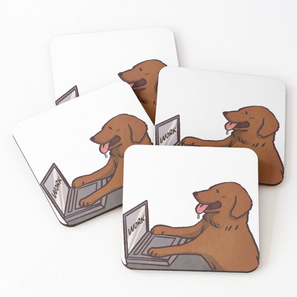 Item preview, Red Golden retriever working | Cute Dog Meme | Funny golden retriever memes designed and sold by Golden Turtle Studio.