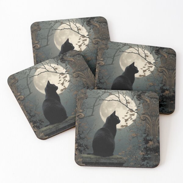 Item preview, Mystical Black Cat and the Moonlight Gate designed and sold by Erika Kaisersot.