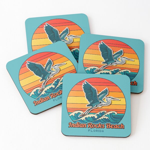 Item preview, Retro Indian Rocks Beach Florida Blue Heron Sticker - Florida Sunset Waves designed and sold by Mandeville Photography.