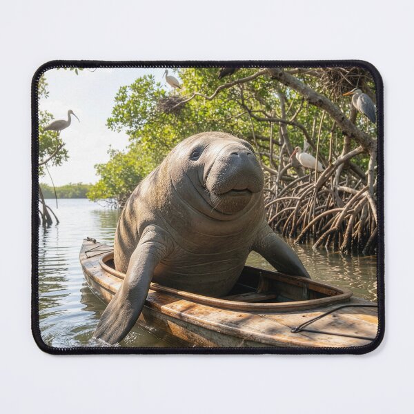 Item preview, Manatee Paddles Kayak in Mangrove Forest designed and sold by Tridentulus.
