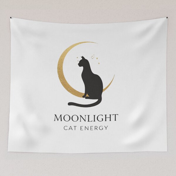 Item preview, Moonlight Cat Energy – Minimalist Golden Crescent Cat Design by Echopaw Co. designed and sold by EchopawCo.