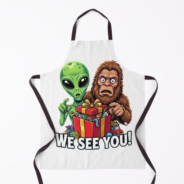 Item preview, Funny Alien & Bigfoot "WE SEE YOU!" Conspiracy Theory Art designed and sold by ARTReMi.