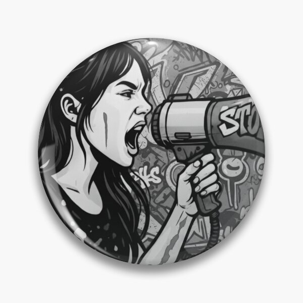 Item preview, Fierce Voice Activism - Black and White Grayscale Street Graffiti Pop Art designed and sold by AldenTees.