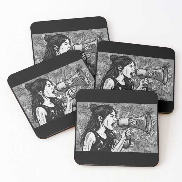 Item preview, Fierce Voice Activism - Black and White Grayscale Street Graffiti Pop Art designed and sold by AldenTees.