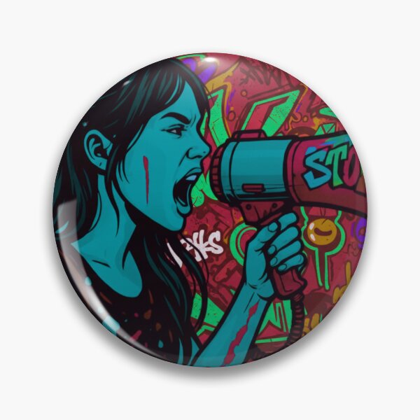 Item preview, Fierce Voice Activism - Cyan and Red Street Graffiti Pop Art designed and sold by AldenTees.