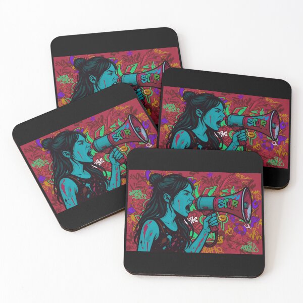 Item preview, Fierce Voice Activism - Cyan and Red Street Graffiti Pop Art designed and sold by AldenTees.