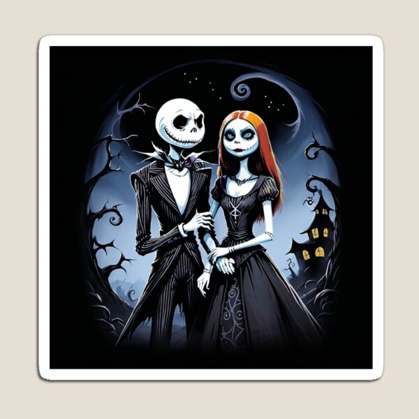 Item preview, Nightmare Before Christmas Jack and Sally's Moonlit Embrace designed and sold by LyssasMindArt.