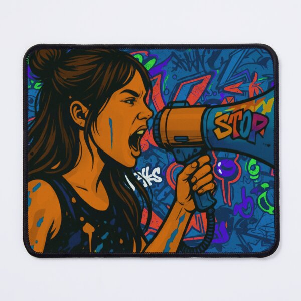 Item preview, Fierce Voice Activism - Blue Street Graffiti Pop Art designed and sold by AldenTees.