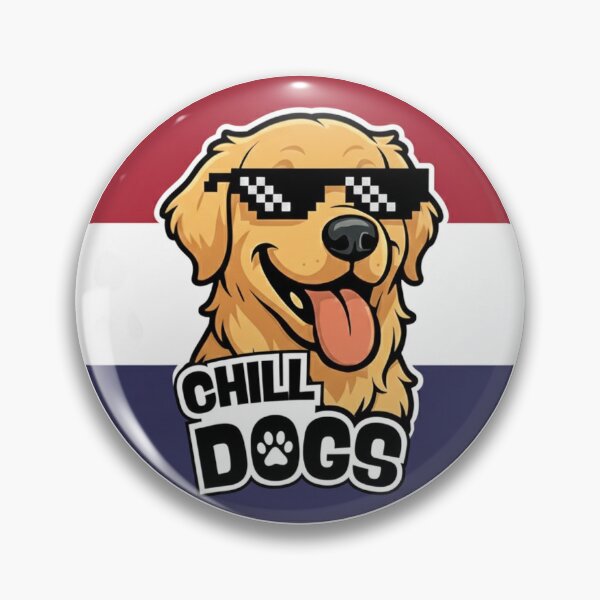 Item preview, Dutch Flag Golden Retriever Chill Dogs Badge designed and sold by Chill-Dogs.