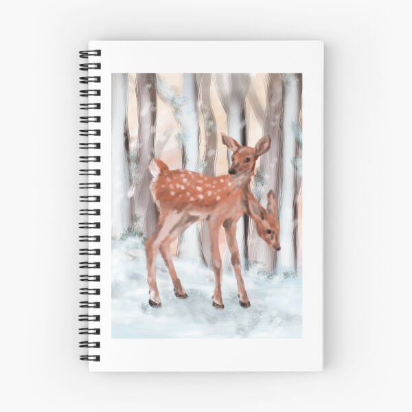 Item preview, Two-headed white-tailed deer fawn in snowy forest scene designed and sold by notartsaccount.