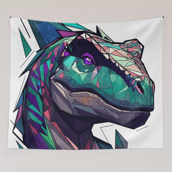 Item preview, Geometric Neon Polygonal Velociraptor designed and sold by JonelleTshirts.