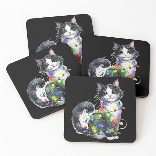 Item preview, Charming Kitty Wrapped in Holiday Lights designed and sold by ArtbyCrystal.