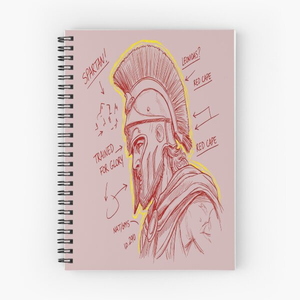 Item preview, Spartan Warrior Sketch – Ancient Greek Helmet & Red Cape Illustration designed and sold by The Design KAD.
