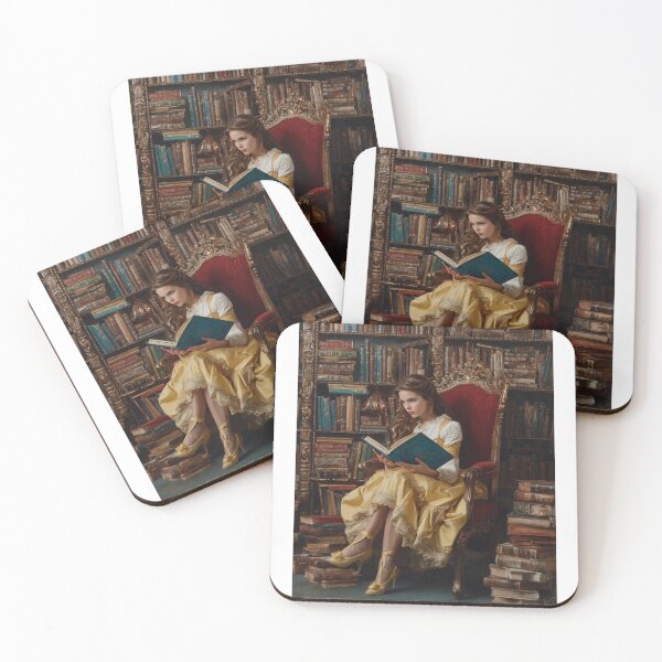 Item preview, Enchanted Reader Belle in the Golden Gown designed and sold by Jaspersdigitalart.