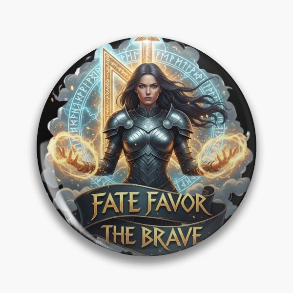 Item preview, Fate Favor The Brave Nordic Warrior Art T-Shirt | Empowered Woman Gift for Courage | High Gloss 3D Rune Design designed and sold by BoldBloomArt.