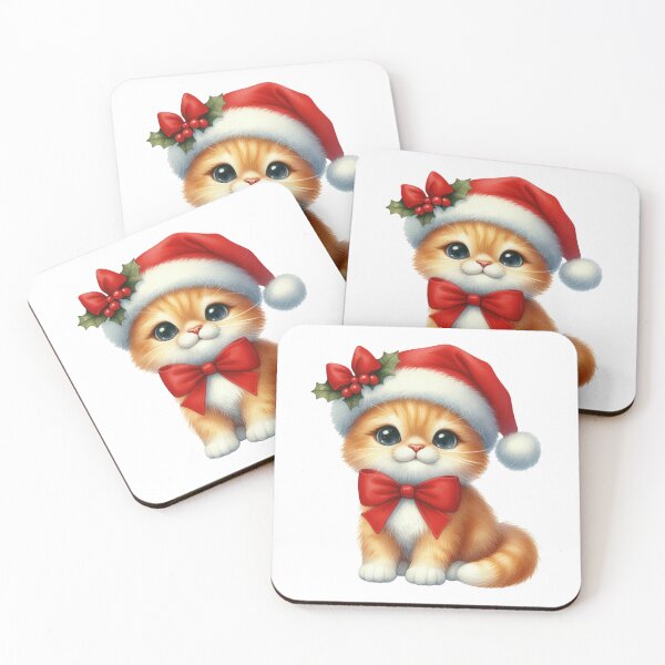 Item preview, Christmas kitten with Santa hat and a red bow designed and sold by JonysCreativeDesigns.