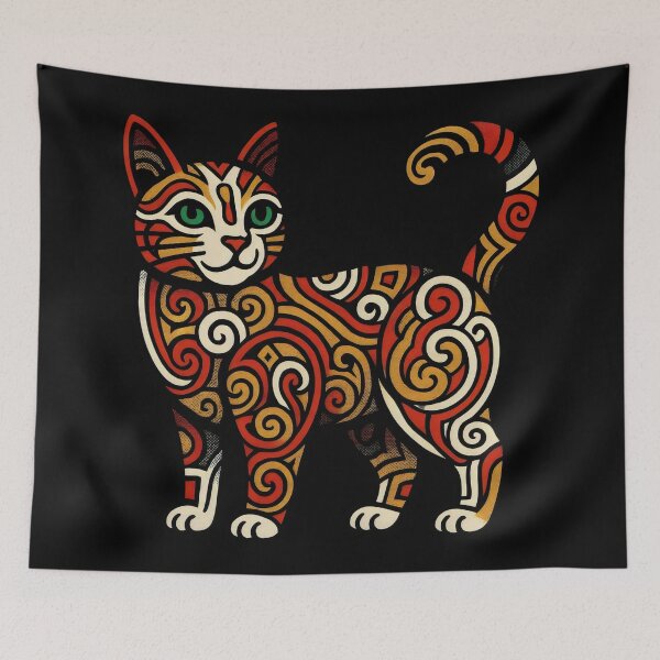 Item preview, Ornamental Cat Art – Decorative Feline Design designed and sold by Studio23:45.