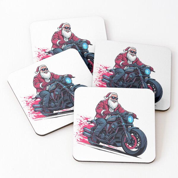 Item preview, Cool Santa on Motorcycle – Christmas Biker Illustration designed and sold by MeluryPrints.