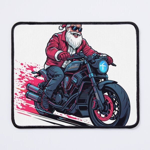 Item preview, Cool Santa on Motorcycle – Christmas Biker Illustration designed and sold by MeluryPrints.