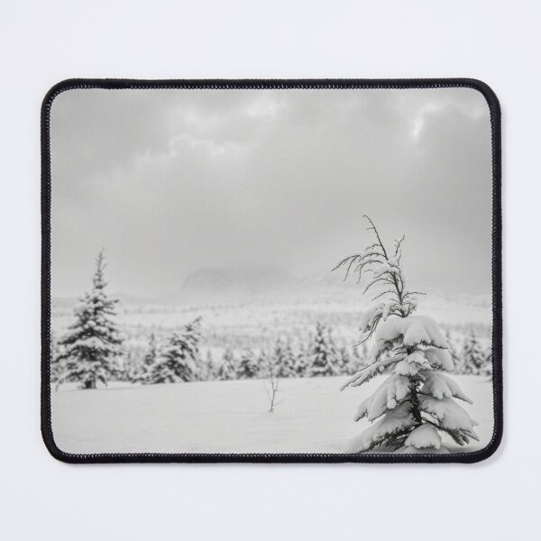 Item preview, "Little Snowy Pine Tree in Winter Storm - Black and White" designed and sold by EllDAV777.