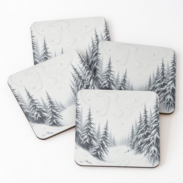 Item preview, Winter Forest Snow Path Black White Art Print designed and sold by EllDAV777.