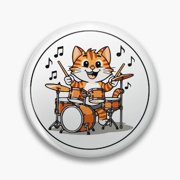 Item preview, Musical Cats – Drummer Cat | Cute Cartoon Drum Kit Kitty designed and sold by Miller Made Studios.