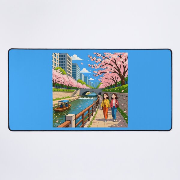 Item preview, Cheonggyecheon Winter Lights – 3D Comic Snowy Night Scene,   designed and sold by PaintMeWorld.